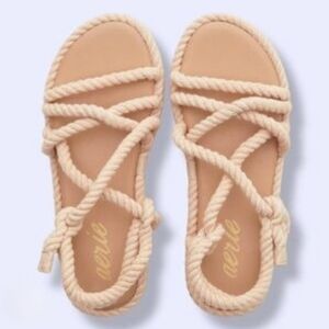 Aerie Blue Bow Beachy Summer Boho Slide Sandals Size Womans 9